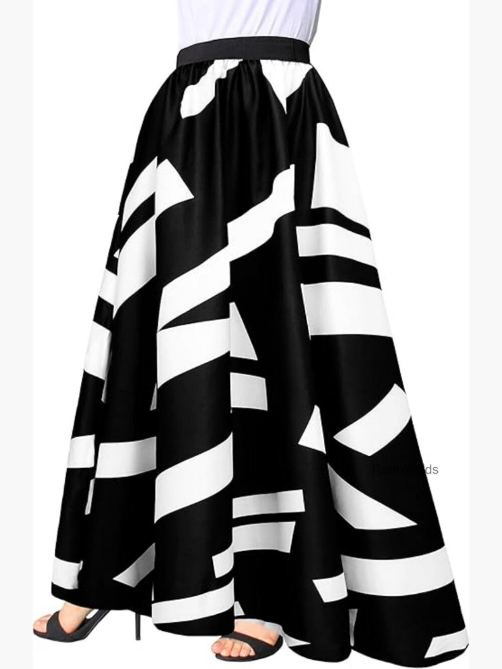 Chiffon Maxi Skirt with Elastic Waist Floor Length Beach High Waist